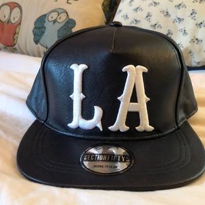 H&M Strap back blue leather baseball cap